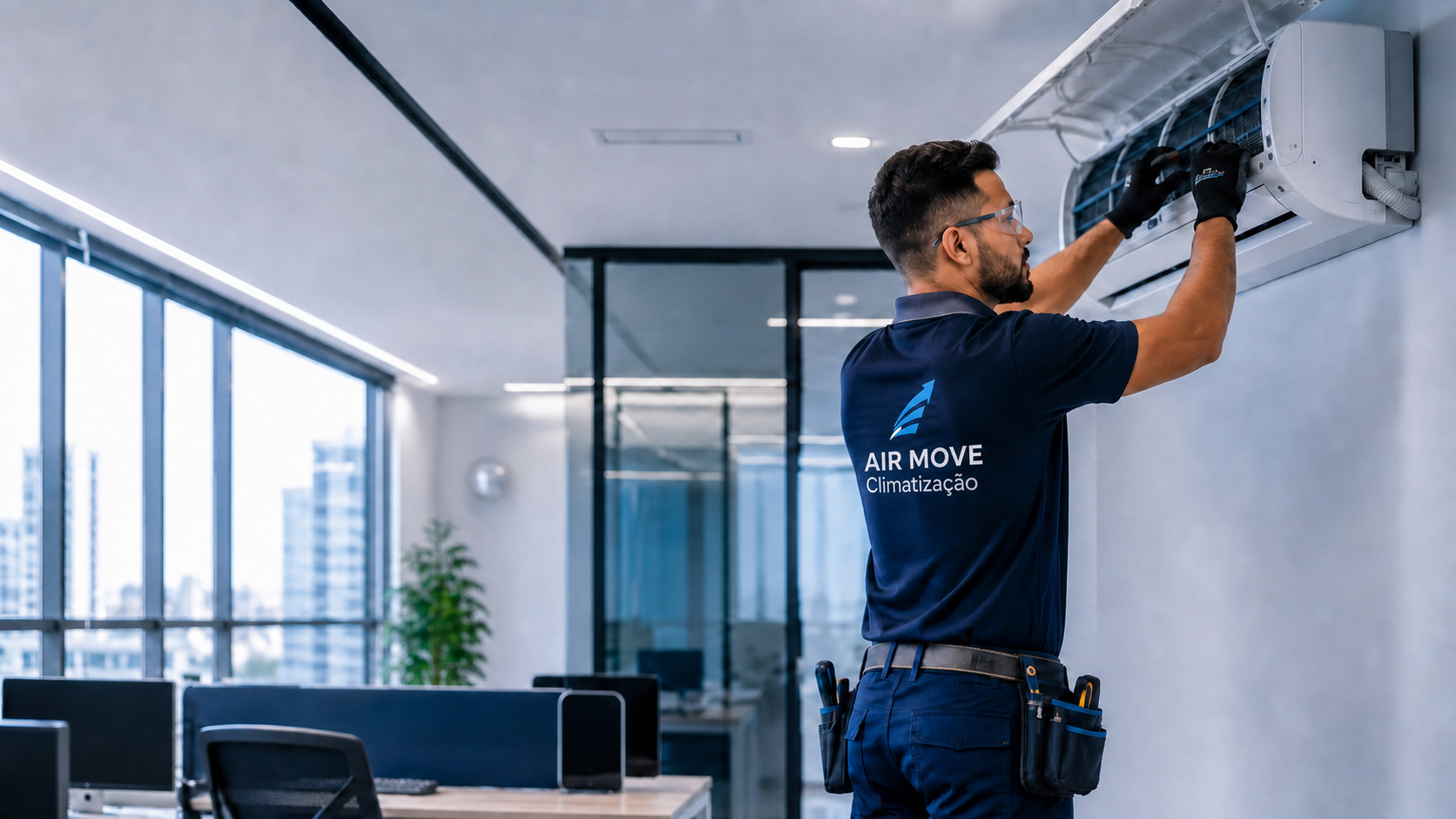 Técnico em instalação de ar-condicionado comercial
